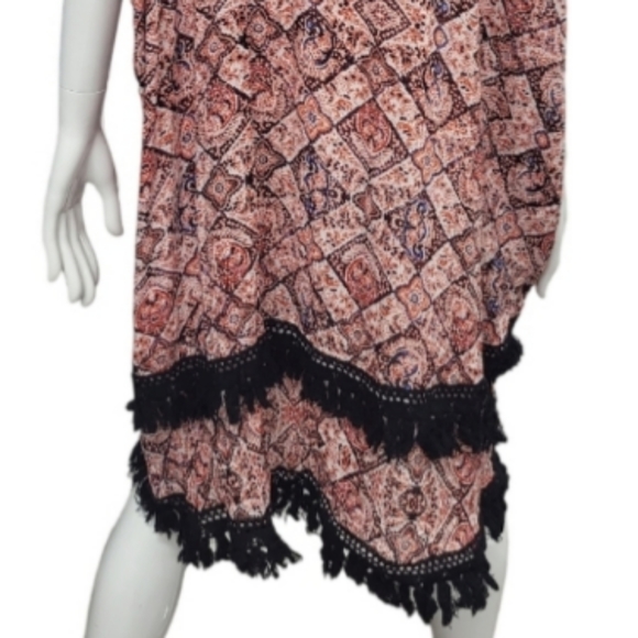 Gypsy 05 Mitram Printed Rayon Viole Hi/Lo Poncho Coverup In Red/Cobalt Small S - Picture 3 of 5